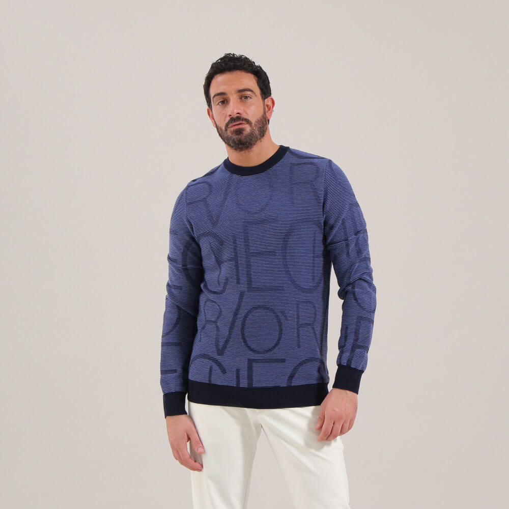 NATIVO | CHERVÒ PATTERN CREW NECK SWEATER - Chervò USA