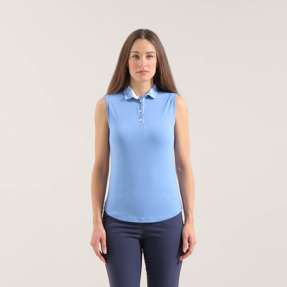 AZULES | LIGHTWEIGHT SUNBLOCK® SLEEVELESS JERSEY POLO - Chervò USA