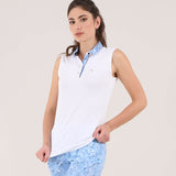 AZULES | LIGHTWEIGHT SUNBLOCK® SLEEVELESS JERSEY POLO - Chervò USA