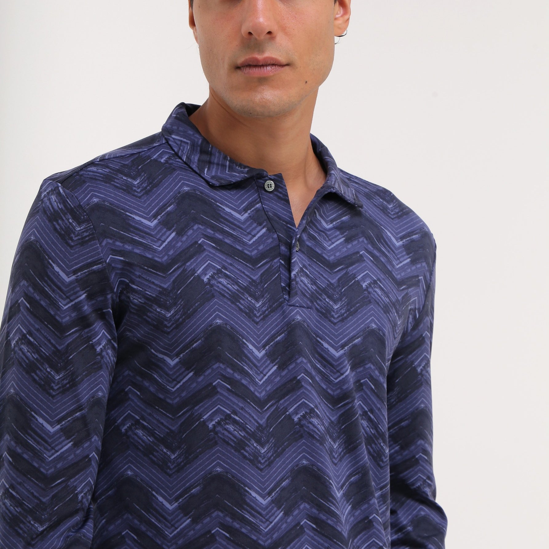 ANIMA - INDIGO CHEVRON polo - man - Chervò USA