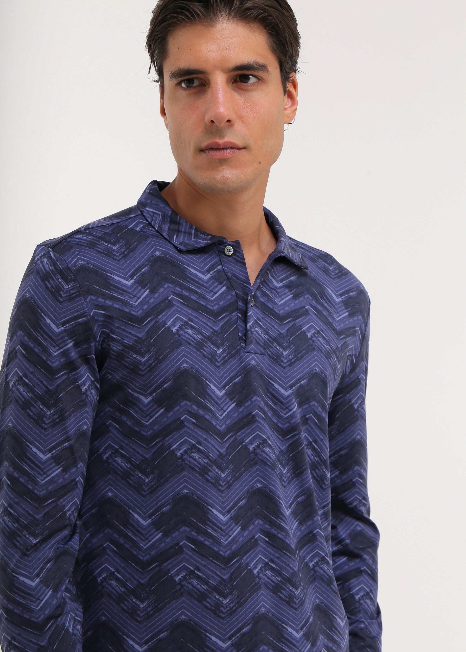 ANIMA - INDIGO CHEVRON polo - man - Chervò USA