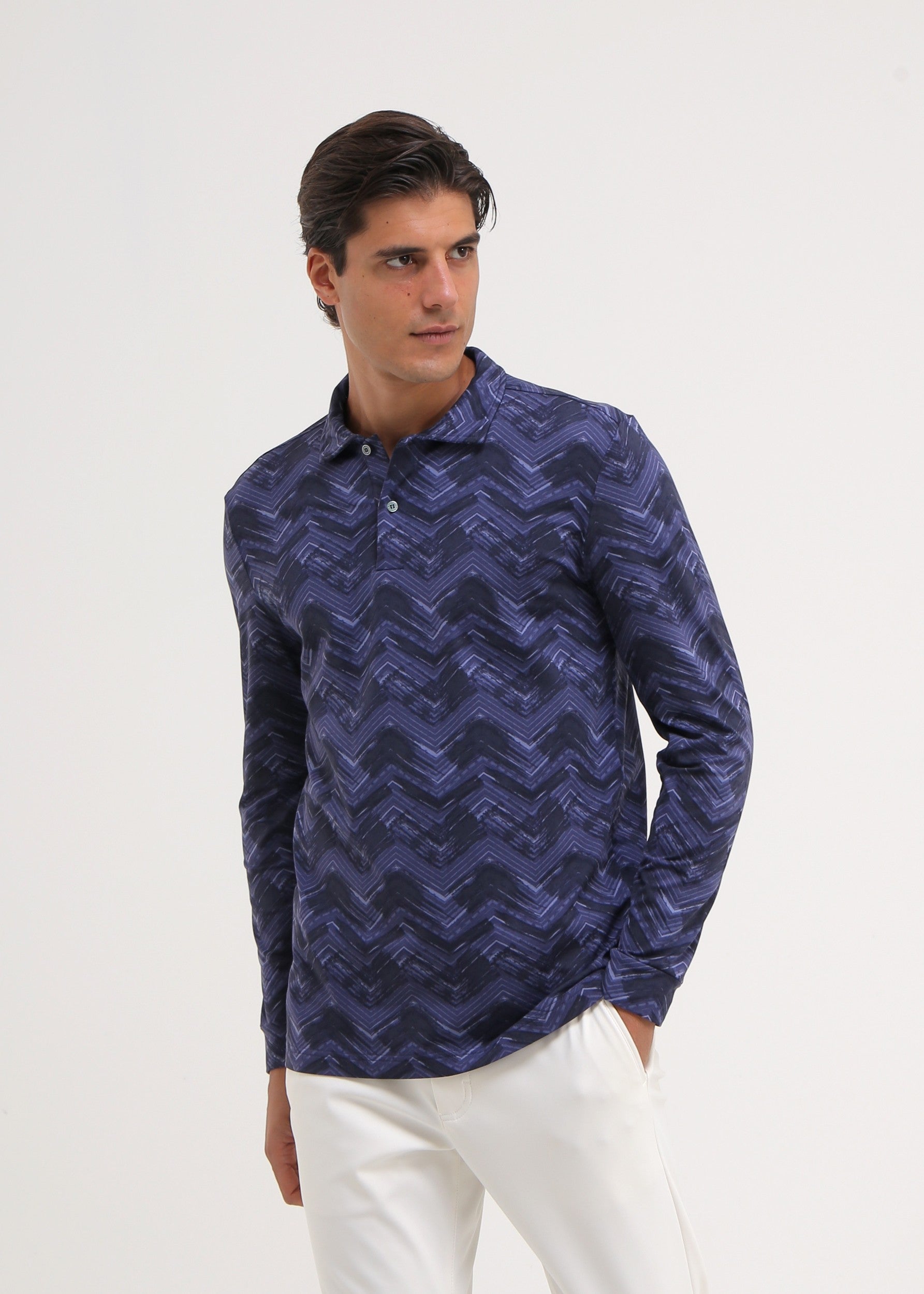 ANIMA - INDIGO CHEVRON polo - man - Chervò USA