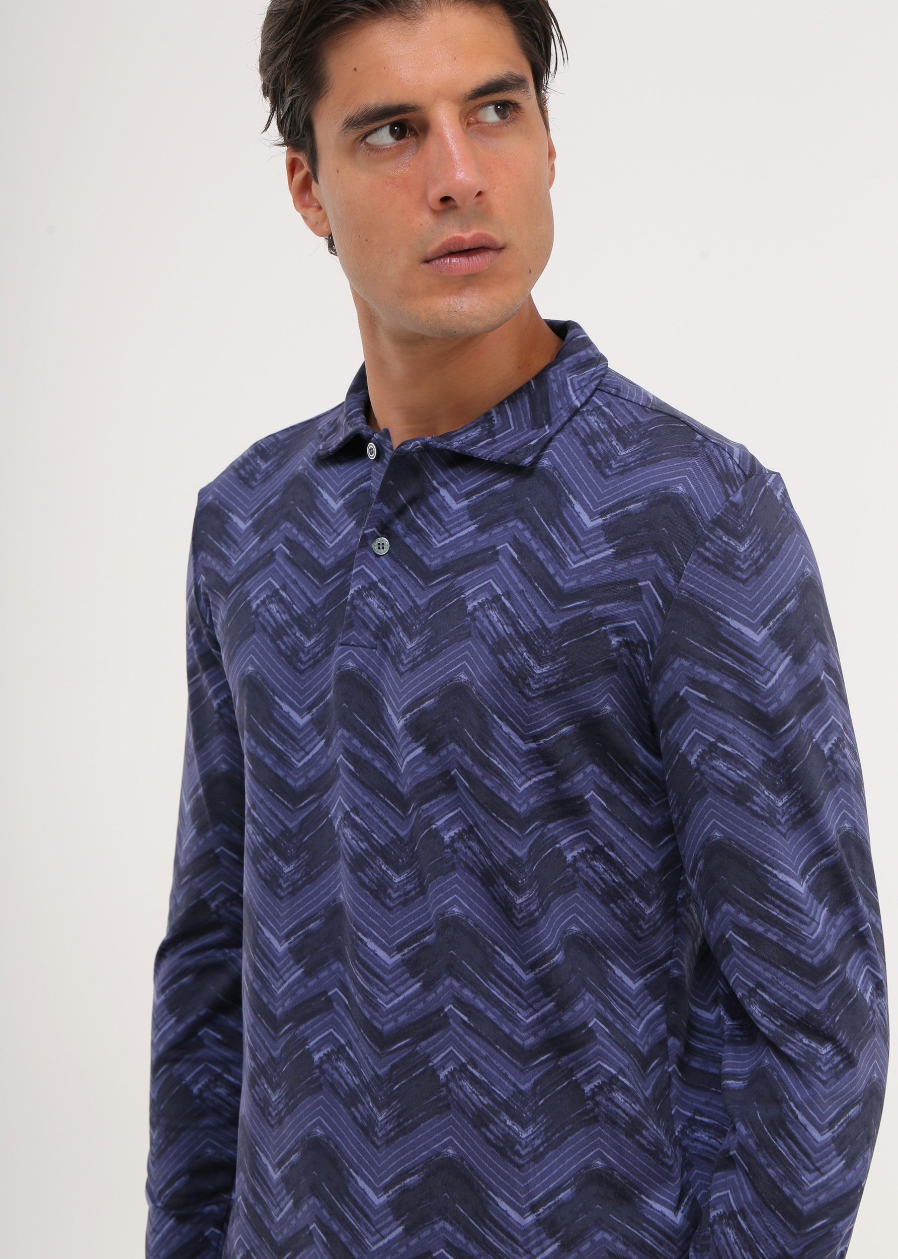 ANIMA - INDIGO CHEVRON polo - man - Chervò USA