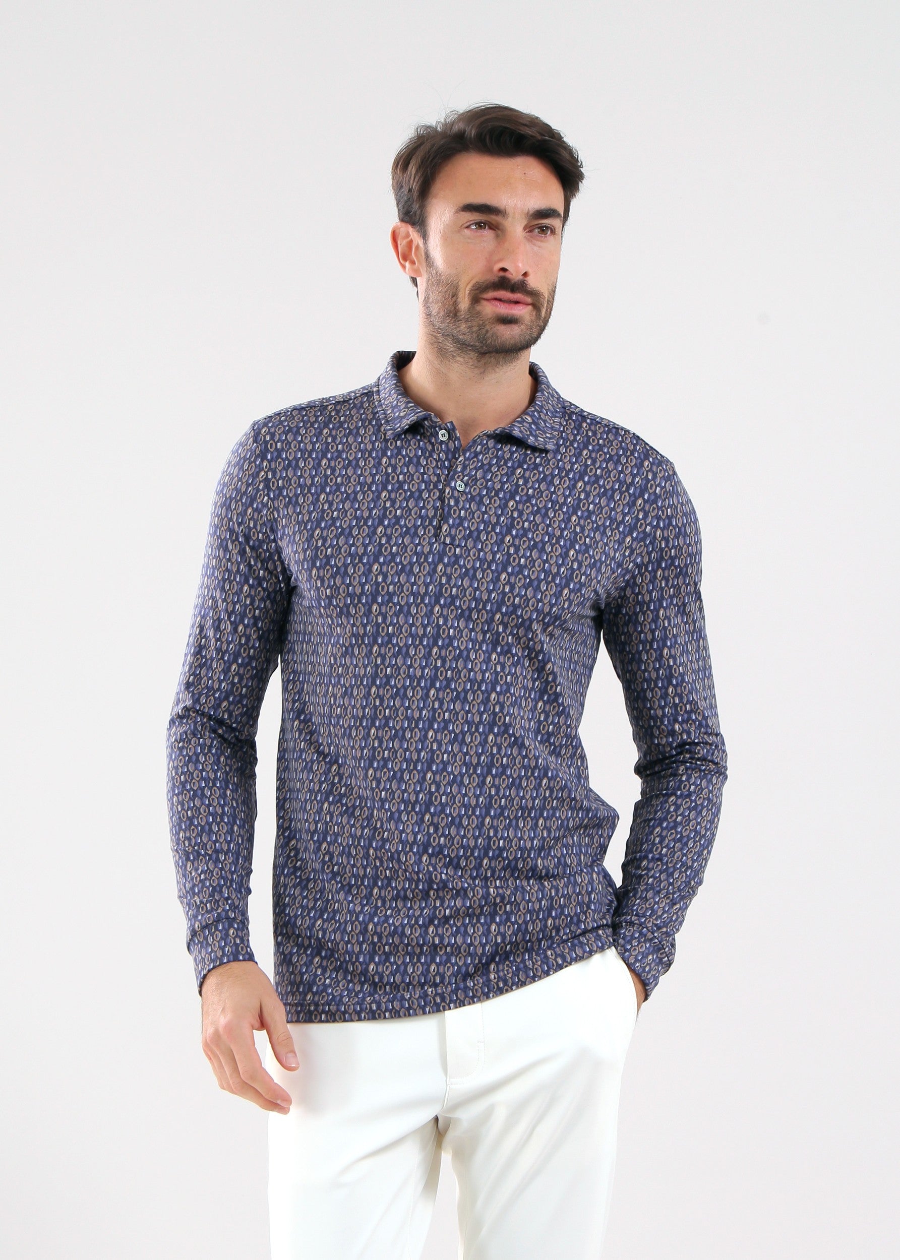 ANIMA - INDIGO CHEVRON polo - man - Chervò USA